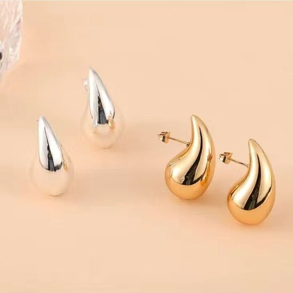 Chunky Hoop Earrings For Women Light Waterdrop Hollow Open Hoops - Picture 12 of 12
